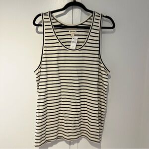 Todd Snyder Navy & Ivory Striped Japanese Fabric Tank Top